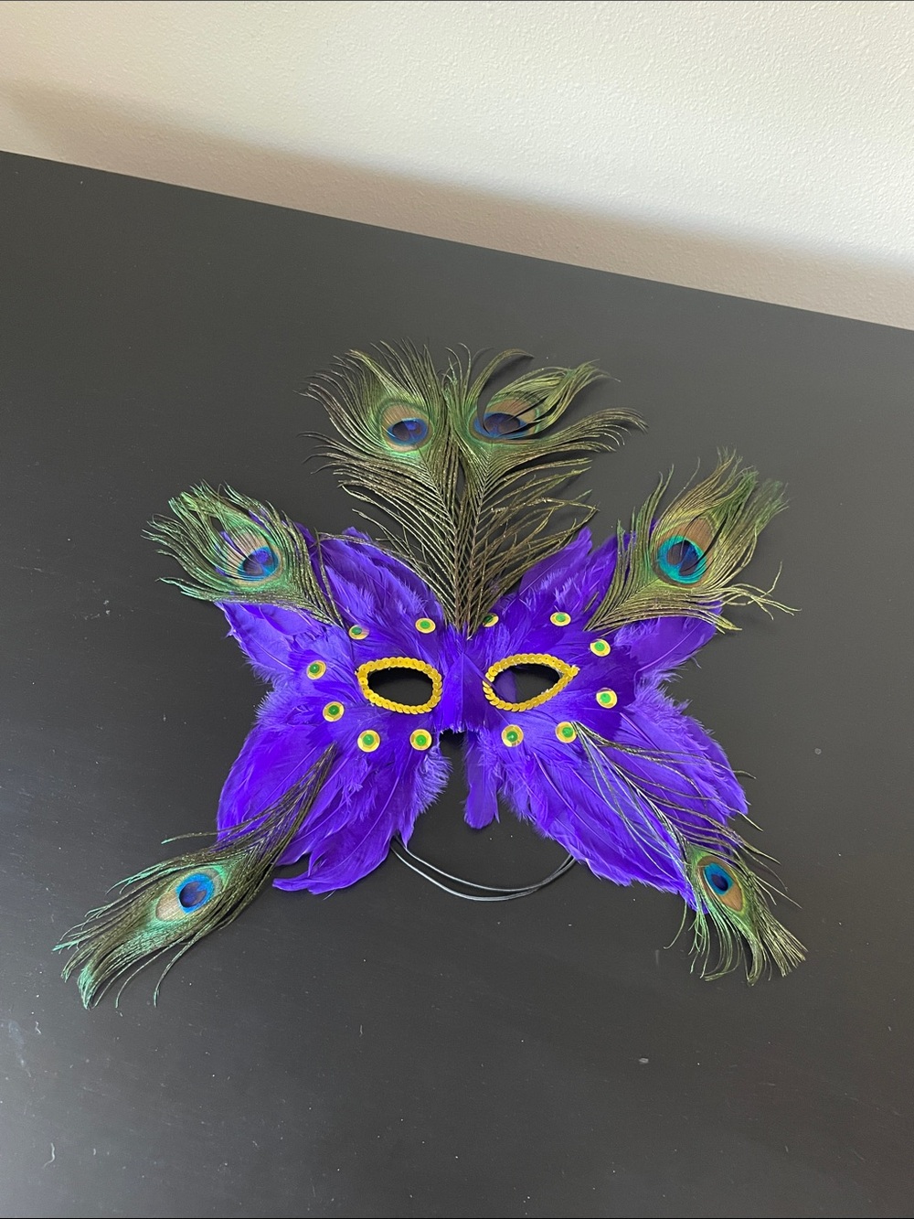 Purple Peacock Feather Masquerade Face Mask